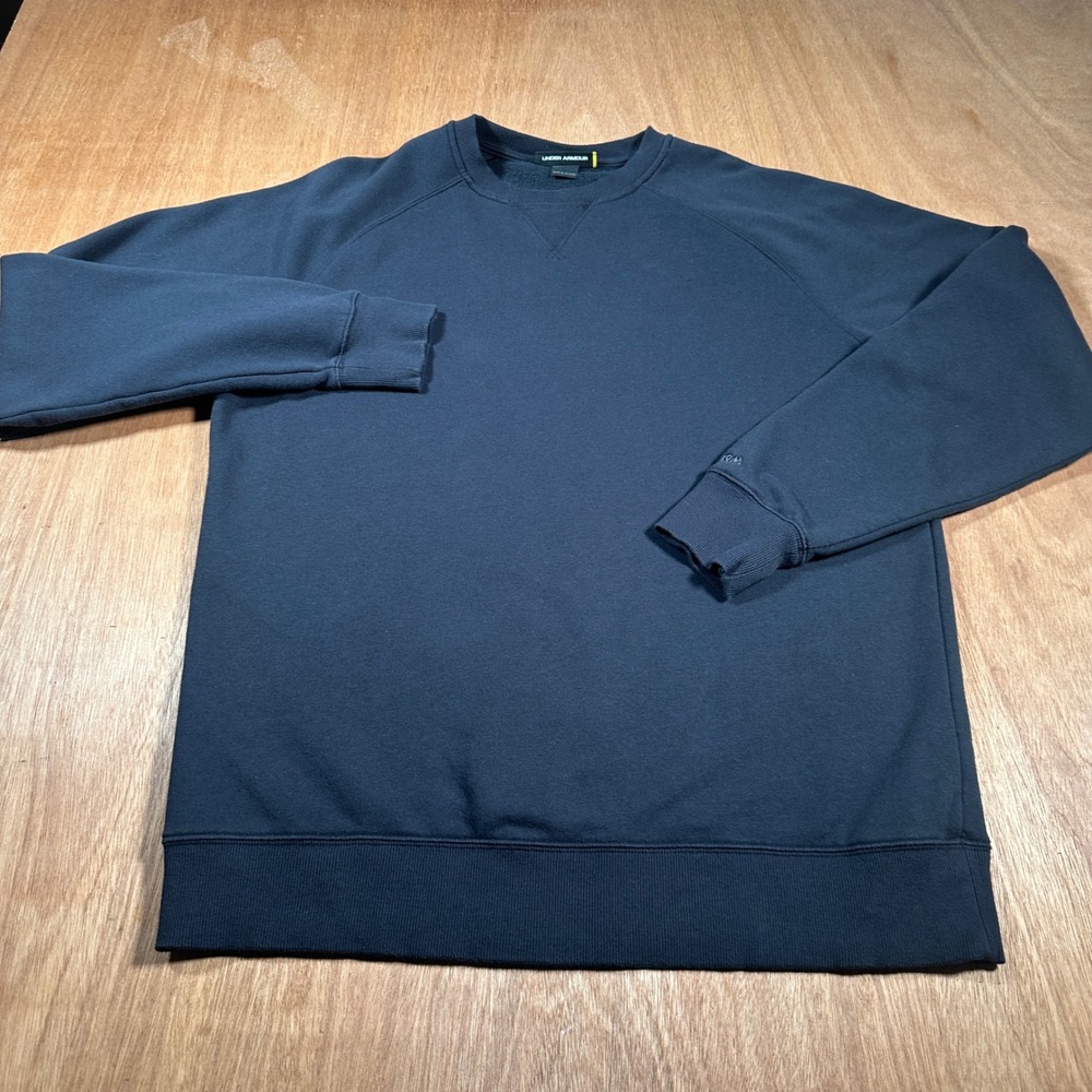 Under Armour Sweatshirt Men Large Black Storm Fleece Crew Neck Loose Fit Raglan